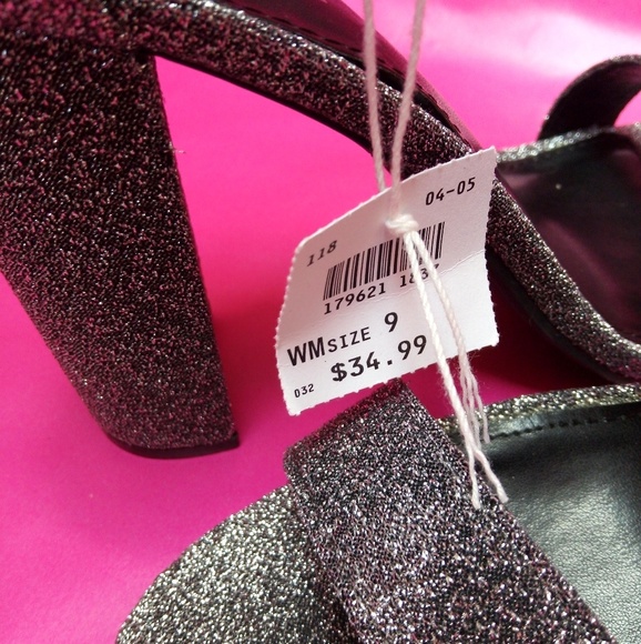 NWT Brash 4 1/2 inch chunky heels silver - sparkle - Picture 3 of 3